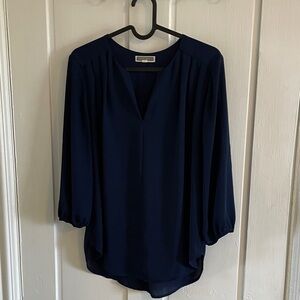 Navy V-Notch Peasant Top